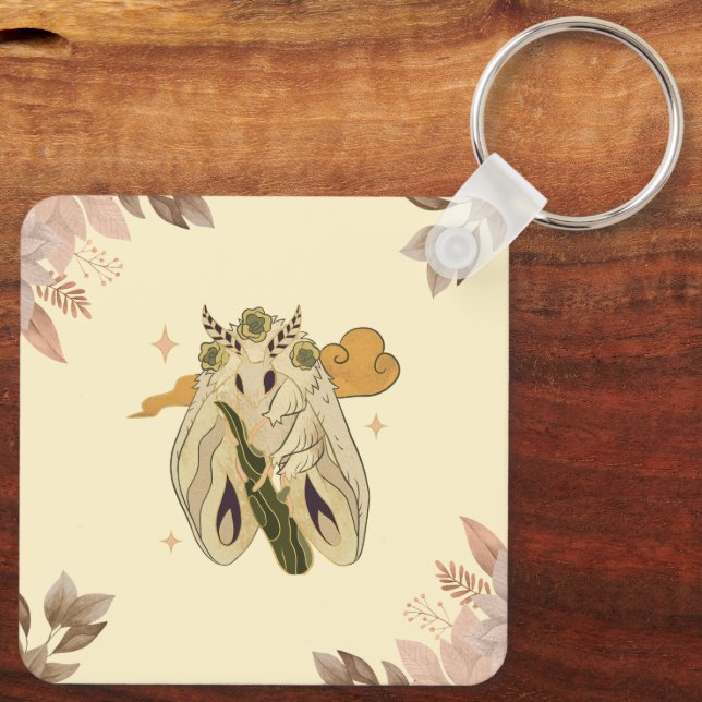 Mystical Moth, Soft Botanical Magic Key Ring (Back)