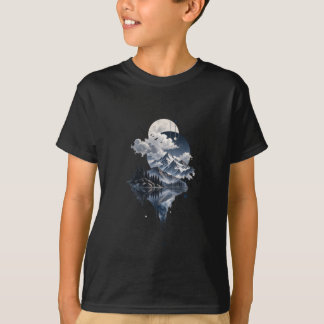 Mystical Mountain Landscape Moon and Geometric Clo T-Shirt