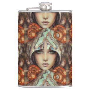 Mystical Mushroom Goddess Fantasy Art Hip Flask