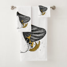 Mystical Mushroom & Moon Phases Bathroom Towel Set