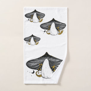 Mystical Mushroom & Moon Phases Bathroom Towel Set