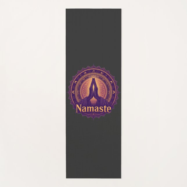 Mystical Namaste Yoga Mat with Praying Hands & Man (Front)