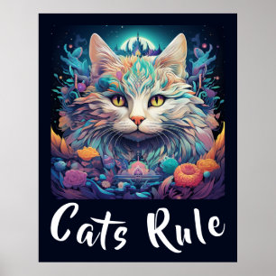 Mystical Native American Pop Art Cat Add Your Text Poster