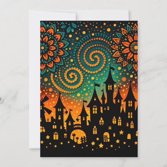 Mystical Night Castle Silhouette Invitation (Front)