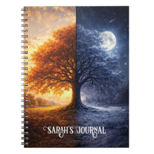 Mystical Oak Tree Day Night Moon Journal