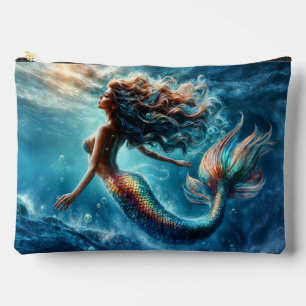 Mystical ocean mermaid siren's colourful tail art accessory pouch