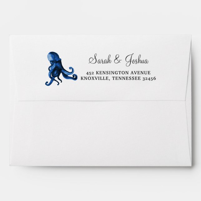 Mystical Ocean Octopus Wedding Envelope (Back (Top Flap))