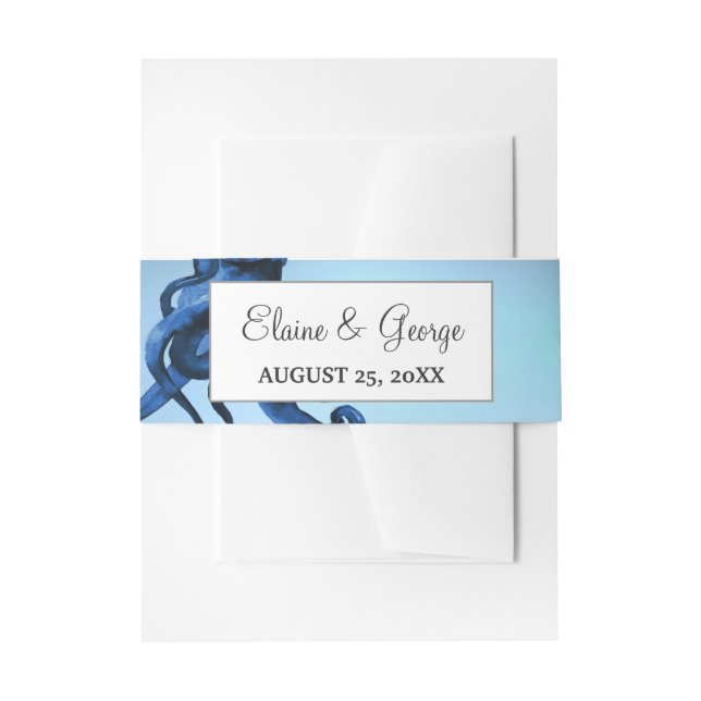Mystical Ocean Octopus Wedding Invitation Belly Band (Front Example)