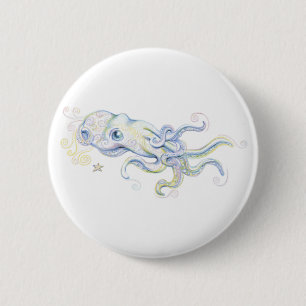 Mystical Octopus 6 Cm Round Badge