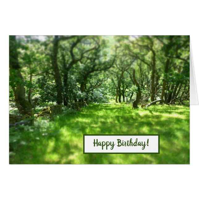 Mystical Old Oak Woodland - Happy Birthday Card (Front Horizontal)