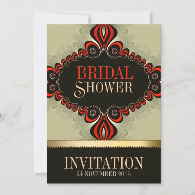 Mystical Orange Black Bohemian Bridal Shower Invitation (Front)