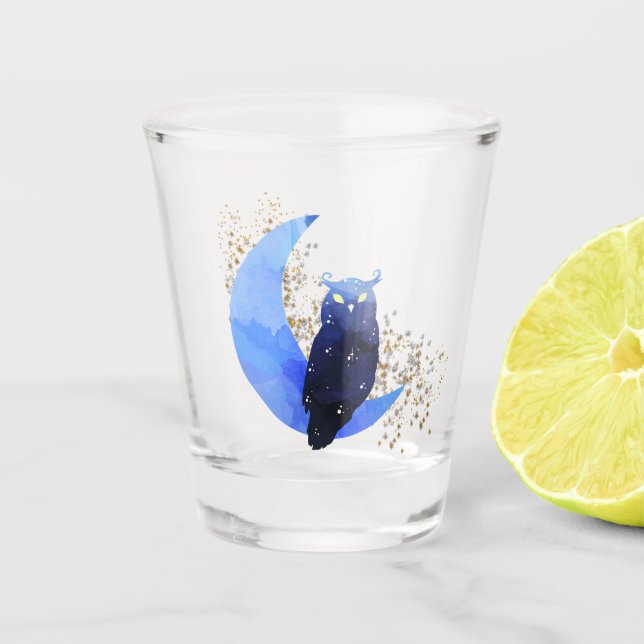Mystical Owl and Moon Shot Glass (Front)