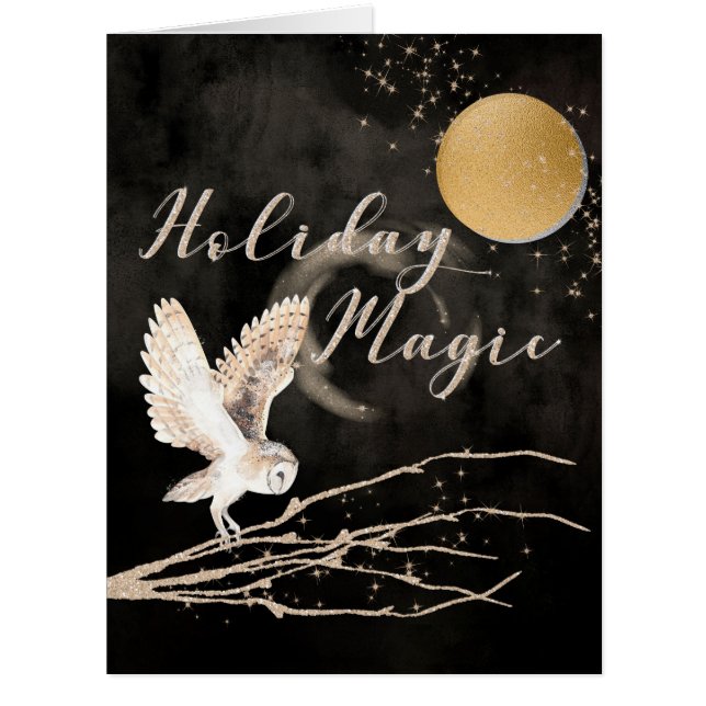 Mystical Owl Holiday Magic Sparkle Moon (Front)