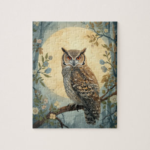 Mystical Owl Moonlight Forest Art Woodland Owl I Jigsaw Puzzle