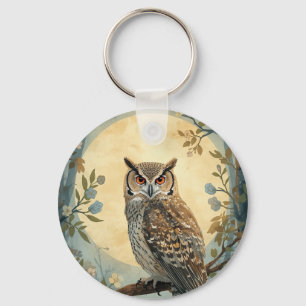 Mystical Owl Moonlight Forest Art Woodland Owl I Key Ring