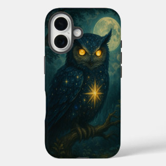 Mystical Owl Under Moonlight Fantasy Starry Night iPhone 16 Case