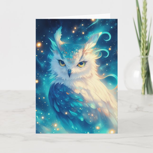 Mystical Owl Under the Starry Sky Card (Front)