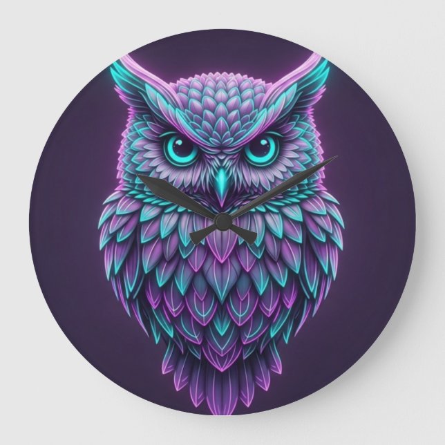 Mystical Owl Wall Clock – Elegant 4D Fantasy Desig (Front)
