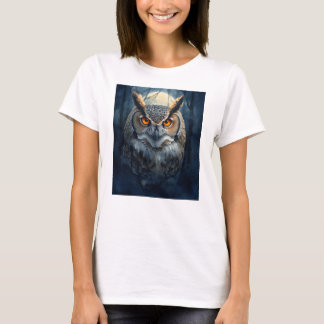 Mystical Owl Watercolor Art | Dark Forest Moon Owl T-Shirt