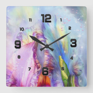 Mystical pink blue Abstract Square Wall Clock