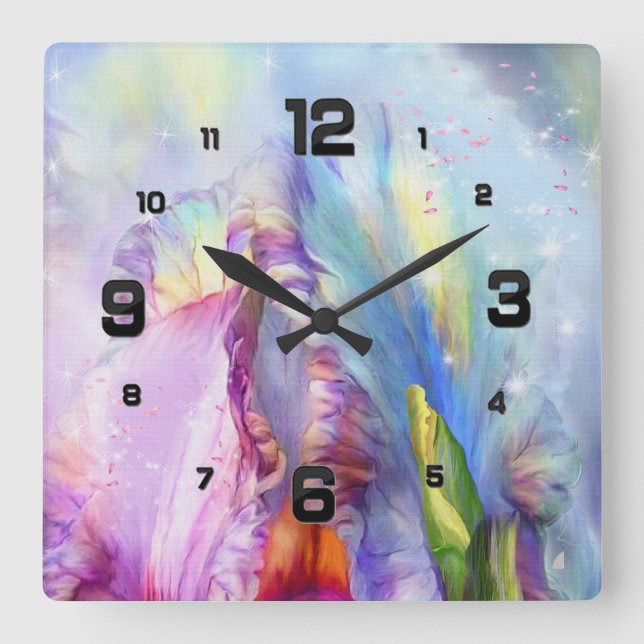 Mystical pink blue Abstract Square Wall Clock (Front)