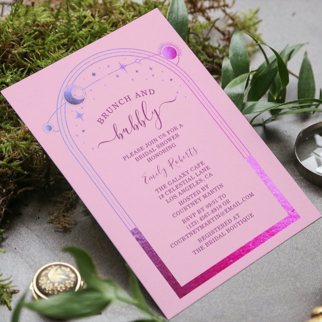 Mystical Pink Purple Celestial Bridal Shower Invitation (Creator Uploaded)