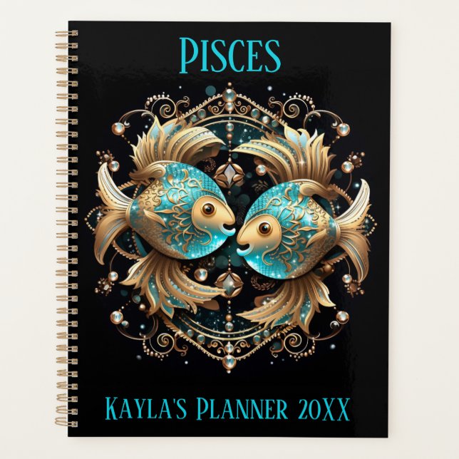 Mystical Pisces Zodiac Artwork  Planner (Front)