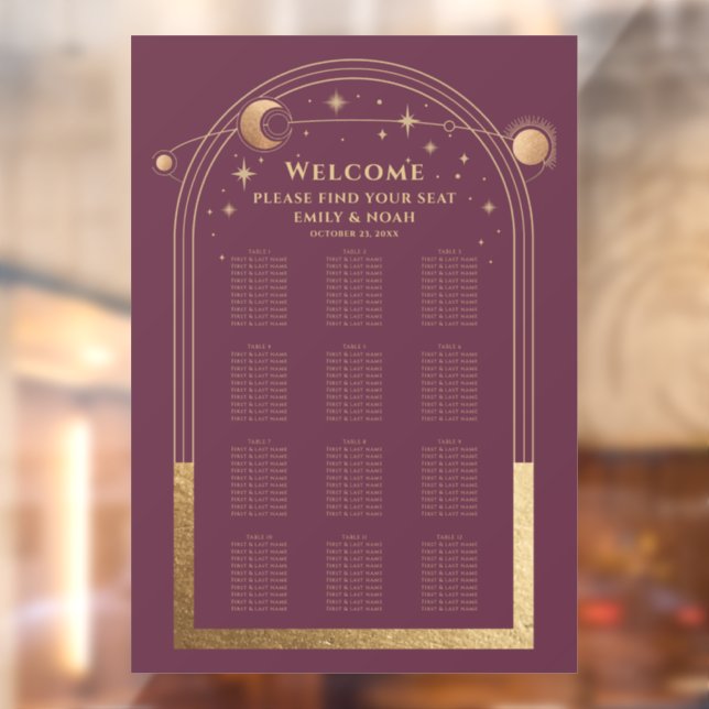 Mystical Plum Gold Sun Moon Stars Wedding (Sheet 2)