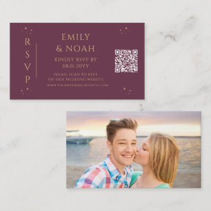 Mystical Plum Gold Wedding QR Photo Enclosure Card