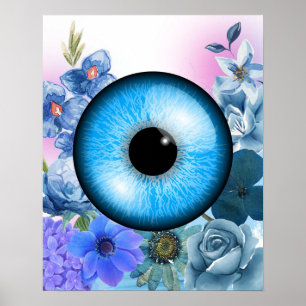 Mystical Poster with Enchanted Florals and Eyeball
