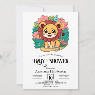 Mystical Pretty Lion Digital Baby Shower Invitation