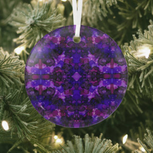 Mystical Purple Abstract Alcohol Ink Art Glass Tree Decoration
