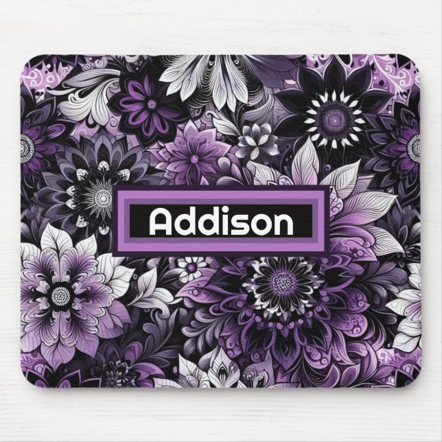 Mystical Purple Blooms Mouse Pad (Front)