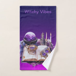 Mystical Purple Crystal and Tarot Inspired Design  Bath Towel Set