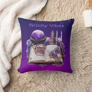 Mystical Purple Crystal and Tarot Inspired Design Cushion