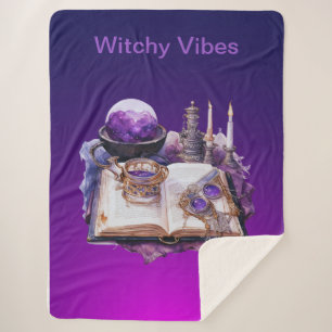 Mystical Purple Crystal and Tarot Inspired Design  Sherpa Blanket