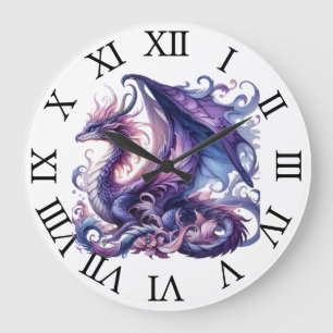 Mystical Purple Dragon Wall Clock