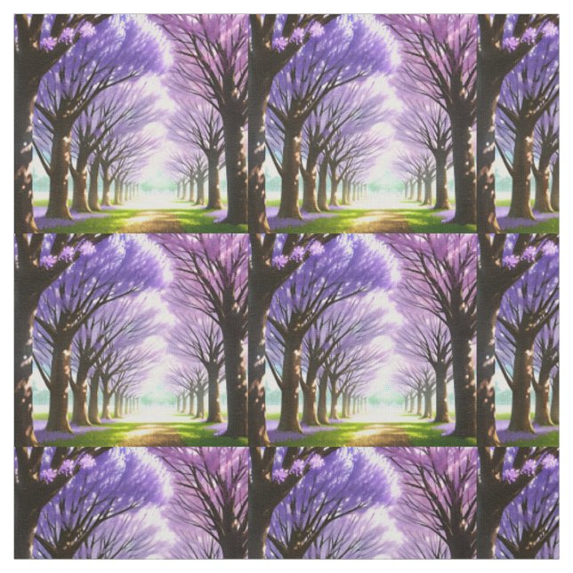 Mystical Purple Flowering Jacaranda Trees, Fabric (Swatch)