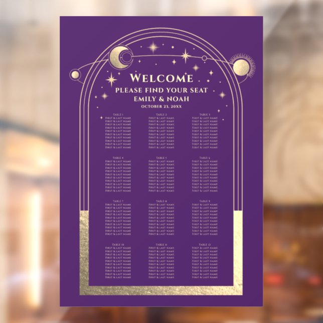 Mystical Purple Gold Sun Moon Stars Wedding (Sheet 2)