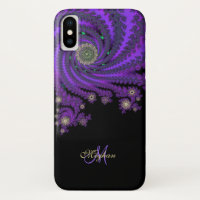 Mystical Purple Personalised Fractal iPhone X Case