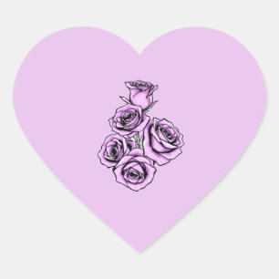 Mystical Purple Rose Heart Sticker