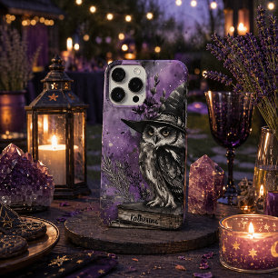 Mystical Purple Witchy Owl Art Custom Name iPhone 16 Pro Max Case
