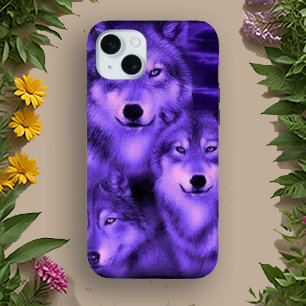 Mystical Purple Wolves – Bold Graphic Design  iPhone 15 Mini Case