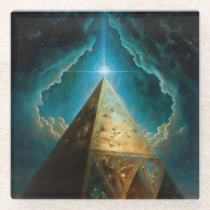 Mystical Pyramid Visionary Art Glass Coaster