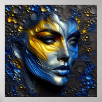 Mystical Radiance - An Embossed Female Face