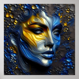 Mystical Radiance - An Embossed Female Face Poster