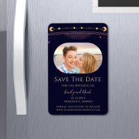 Mystical Rainbow Blue Sun Moon Stars Save The Date