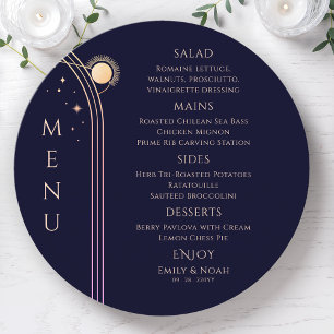 Mystical Rainbow Blue Sun Moon Stars Space Wedding Menu