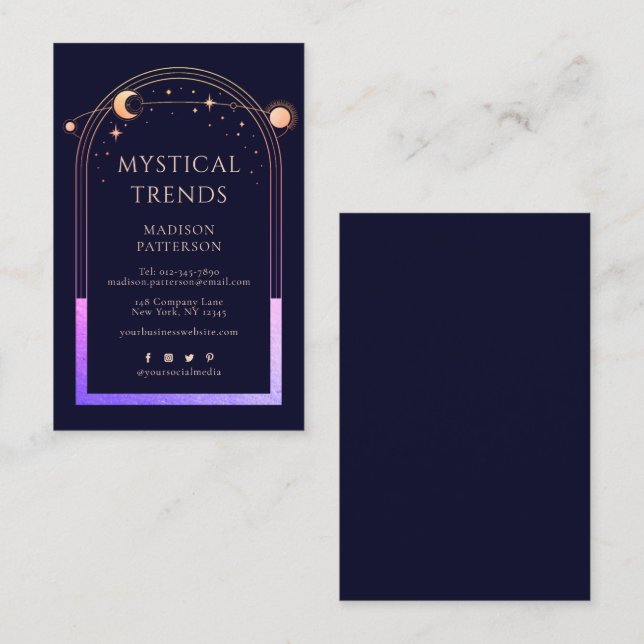 Mystical Rainbow Celestial Sun Moon Business Card (Front/Back)