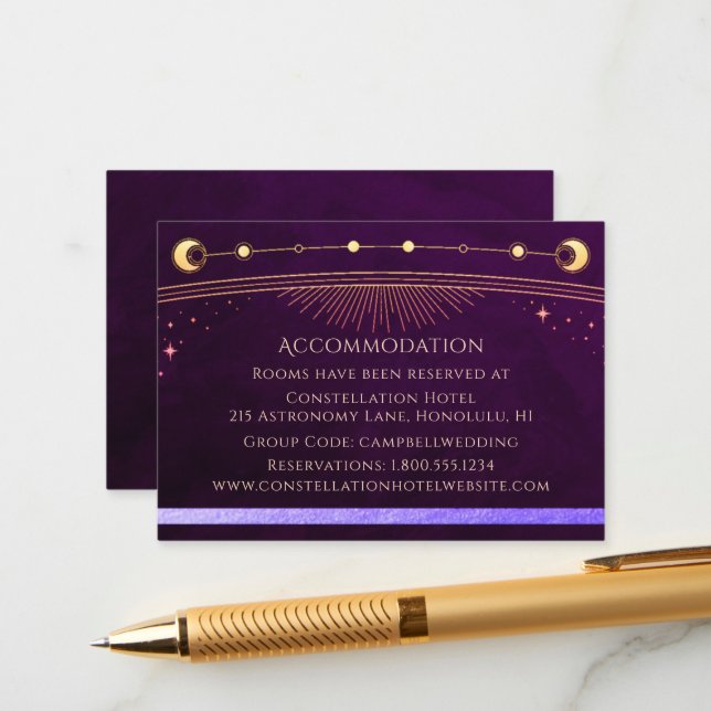 Mystical Rainbow Deep Plum Sun Moon Accommodation Enclosure Card (Front/Back In Situ)